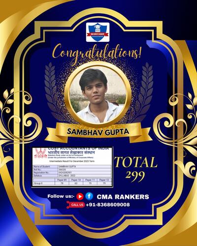 CMA Rankers student result Dec 2025 - Student 15