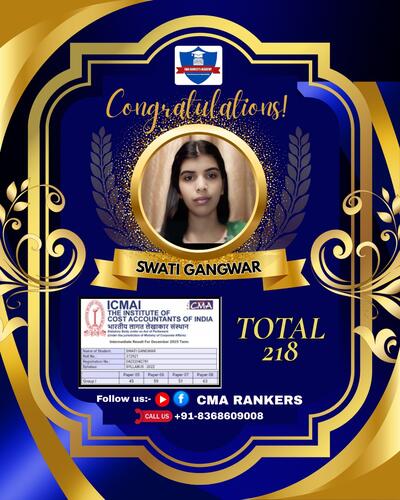 CMA Rankers student result Dec 2025 - Student 22