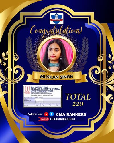 CMA Rankers student result Dec 2025 - Student 3