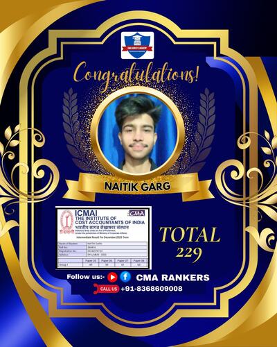 CMA Rankers student result Dec 2025 - Student 9